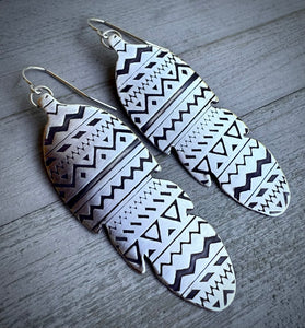 Southwest Patterned Feather Earrings