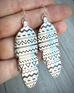 Southwest Patterned Feather Earrings