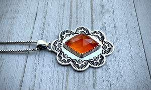 Hand Stamped Carnelian Pendant