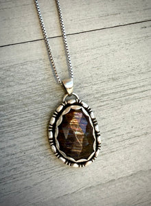 Black Moonstone with Sunstone Pendant