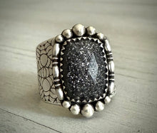 Load image into Gallery viewer, Galaxy Quartz Spider Web Wide Band Ring