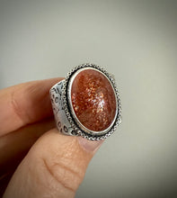 Load image into Gallery viewer, Sunstone Skull Wide Band Ring