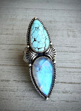 Load image into Gallery viewer, Double Stoned Turquoise &amp; Moonstone Ring
