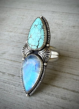 Load image into Gallery viewer, Double Stoned Turquoise &amp; Moonstone Ring