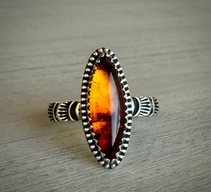 RESERVED: Hand Stamped Amber Ring