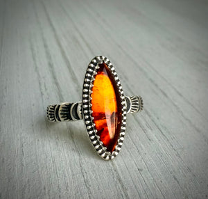 RESERVED: Hand Stamped Amber Ring