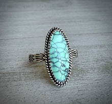 Load image into Gallery viewer, Hand Stamped Turquoise Ring