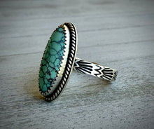 Load image into Gallery viewer, Hand Stamped Turquoise Ring