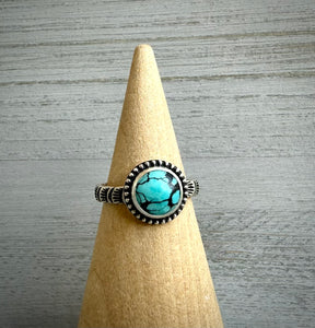 Hand Stamped Hubei Turquoise Ring