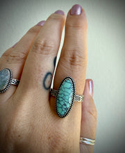 Load image into Gallery viewer, Hand Stamped Turquoise Ring