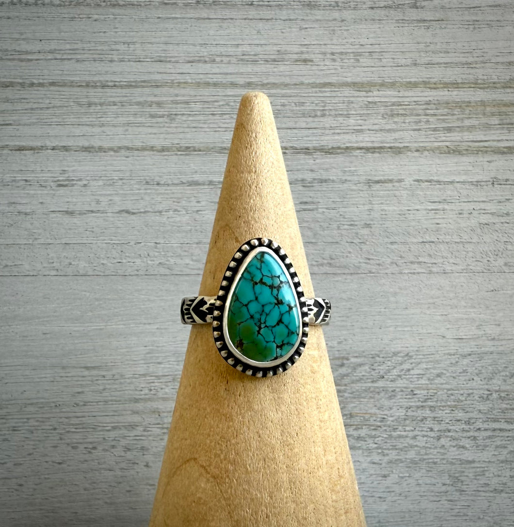 Hand Stamped Hubei Turquoise Ring