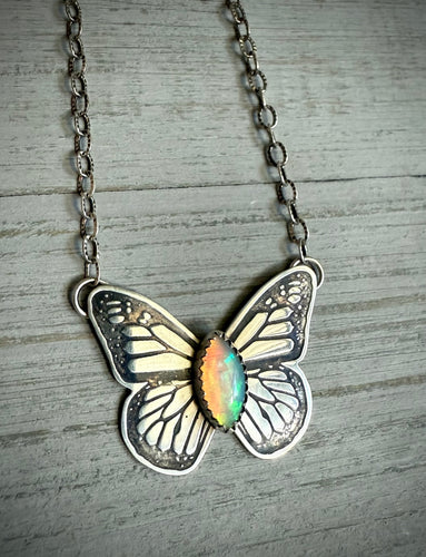 Opal Butterfly Necklace