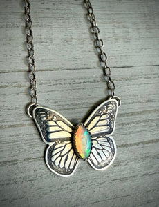 Opal Butterfly Necklace