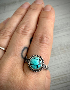 Hand Stamped Hubei Turquoise Ring