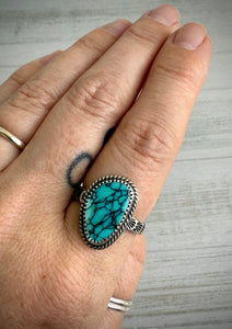 Hand Stamped Hubei Turquoise Ring