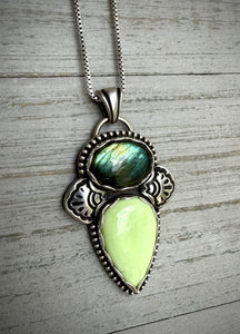 Labradorite & Lemon Chrysoprase Pendant