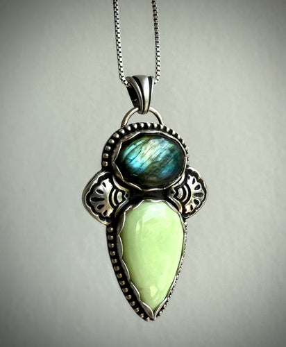 Labradorite & Lemon Chrysoprase Pendant