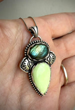 Load image into Gallery viewer, Labradorite &amp; Lemon Chrysoprase Pendant