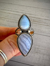 Load image into Gallery viewer, Blue Opal &amp; Blue Lace Double Stoned Ring