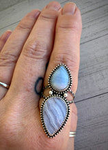 Load image into Gallery viewer, Blue Opal &amp; Blue Lace Double Stoned Ring
