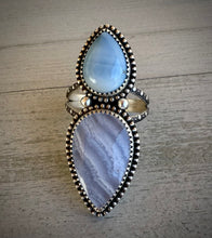 Load image into Gallery viewer, Blue Opal &amp; Blue Lace Double Stoned Ring