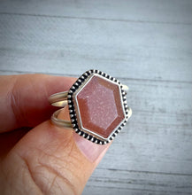 Load image into Gallery viewer, Peach Moonstone with Sunstone Ring