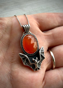 Carnelian Bat Pendant