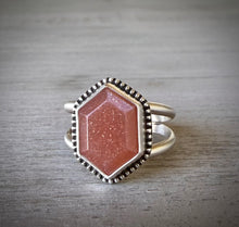 Load image into Gallery viewer, Peach Moonstone with Sunstone Ring