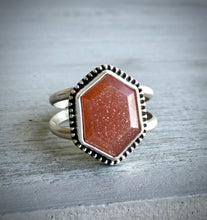 Load image into Gallery viewer, Peach Moonstone with Sunstone Ring