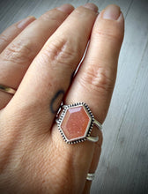 Load image into Gallery viewer, Peach Moonstone with Sunstone Ring