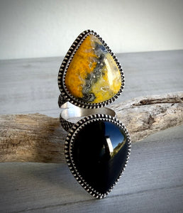 Bumblebee Jasper & Onyx Double Stoned Ring