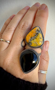 Bumblebee Jasper & Onyx Double Stoned Ring