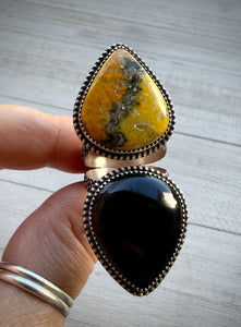 Bumblebee Jasper & Onyx Double Stoned Ring