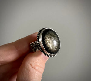 Gold Sheen Obsidian Moroccan Ring