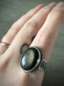 Gold Sheen Obsidian Moroccan Ring