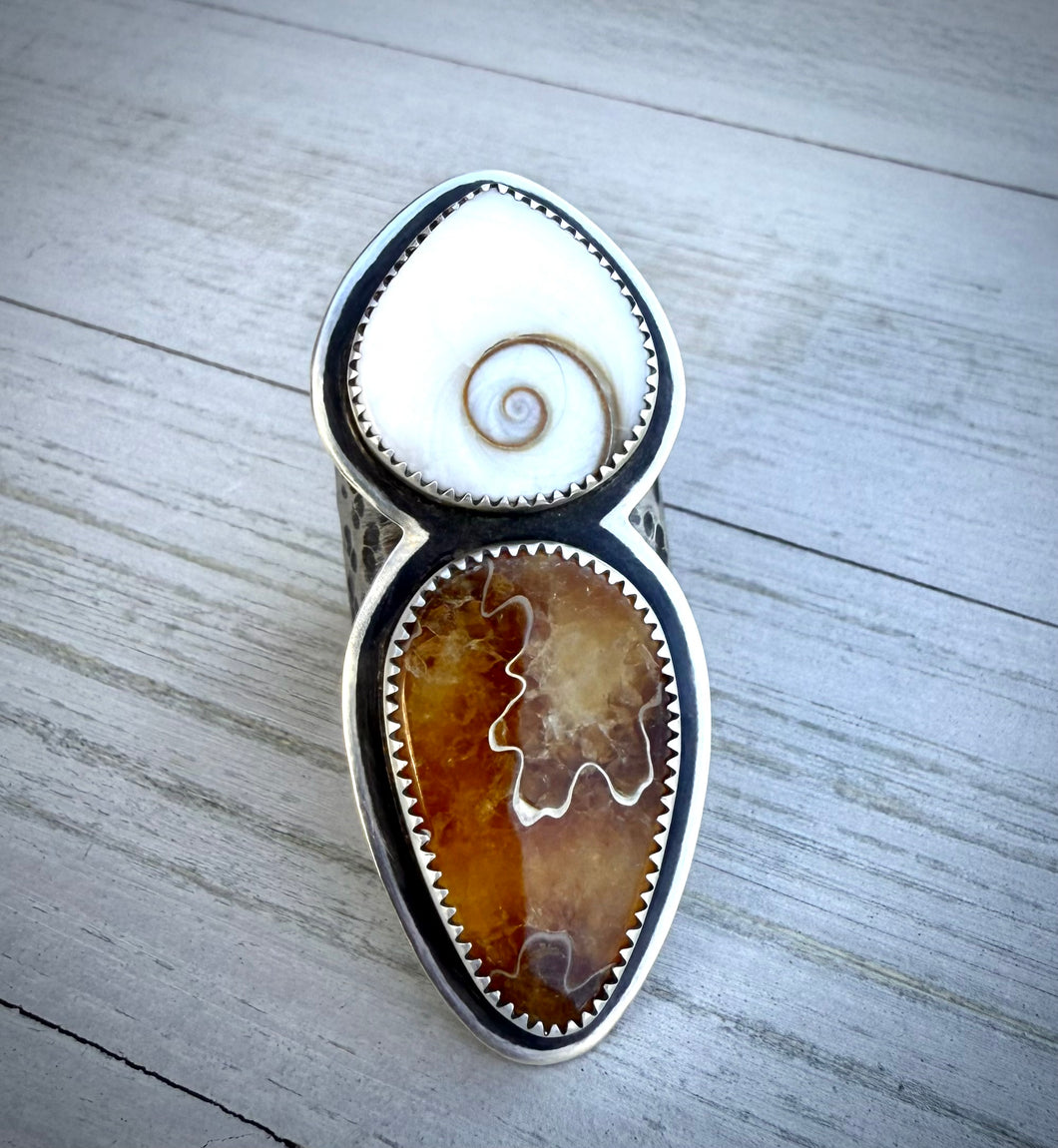 Shiva Shell & Ammonite Ring