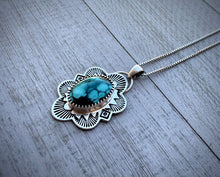 Load image into Gallery viewer, Hand Stamped Hubei Turquoise Pendant