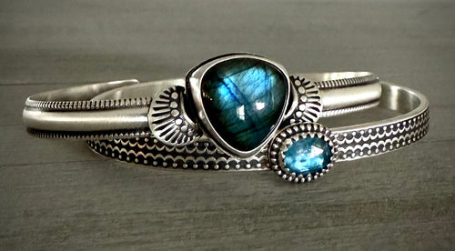 Reserved: Labradorite & Kyanite Stacker Cuffs- Deposit