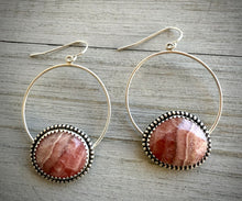 Load image into Gallery viewer, Rhodochrosite Hoops