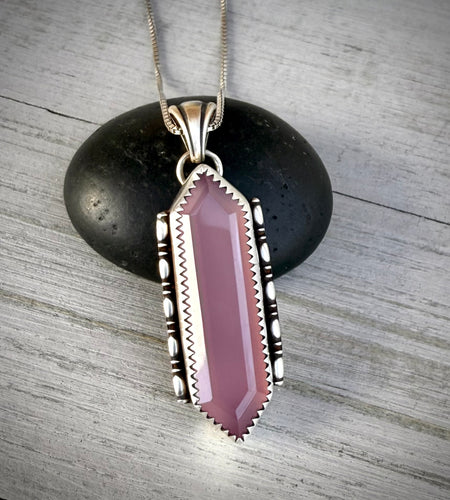 Chalcedony Elongated Hex Pendant