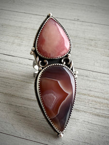 Pink Opal & Botswana Agate Ring