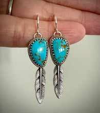 Load image into Gallery viewer, Turquoise Feather Earrings