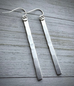 Hand Stamped Bar Earrings