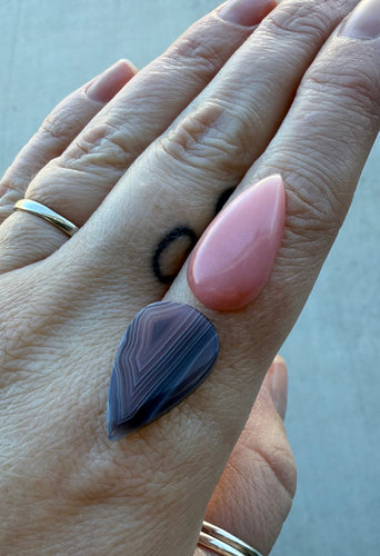 Reserved: Pink Opal & Botswana Agate Ring- Deposit