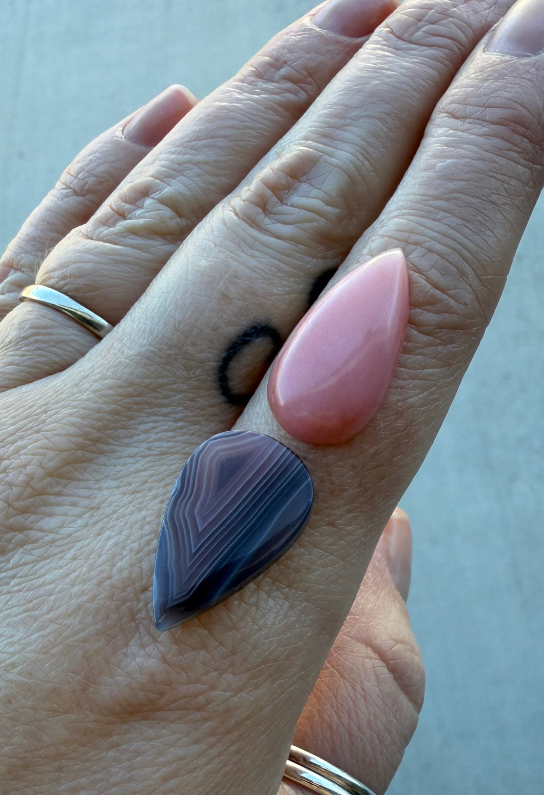 Reserved: Pink Opal & Botswana Agate Ring- Deposit