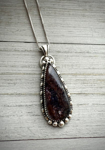 Bloodshot Iolite Sunstone Pendant