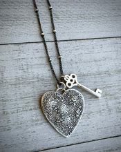 Load image into Gallery viewer, Key to My Heart Silver Charm Necklace