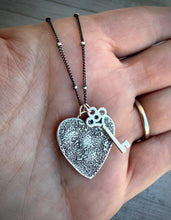 Load image into Gallery viewer, Key to My Heart Silver Charm Necklace
