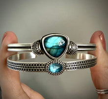 Load image into Gallery viewer, Reserved: Labradorite &amp; Kyanite Stacker Cuffs- Remainder