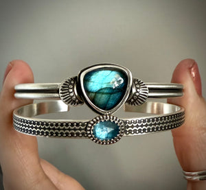 Reserved: Labradorite & Kyanite Stacker Cuffs- Remainder